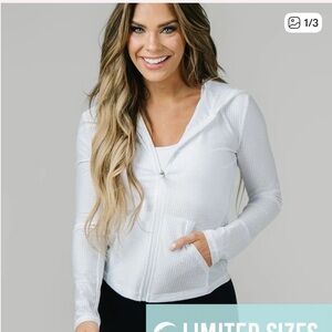 ZYIA White Vesper Hooded Zip-Up Jacket